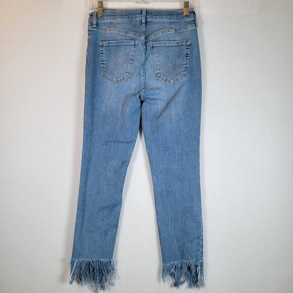 Free People Womens Great Heights Frayed Skinny Jeans Size 29 Blue Denim Raw Hem - Picture 8 of 8